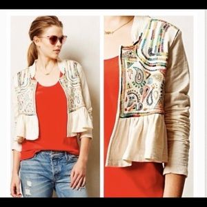 Lilka by Anthropologie peplum embroidered jacket